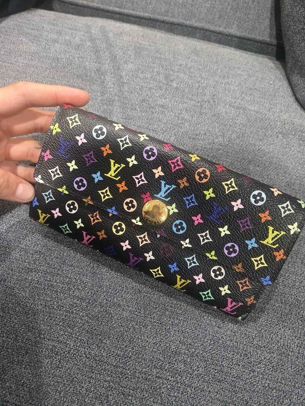 Authentic Louis Vuitton X TM Black Multicolor Sarah Wallet